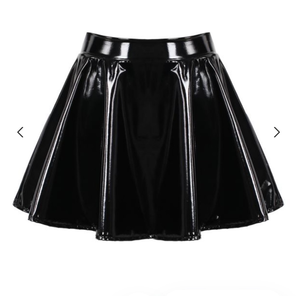iEFiEL Womens Glossy Patent Leather Flared Skirt A-Line Mini Skirt Costume